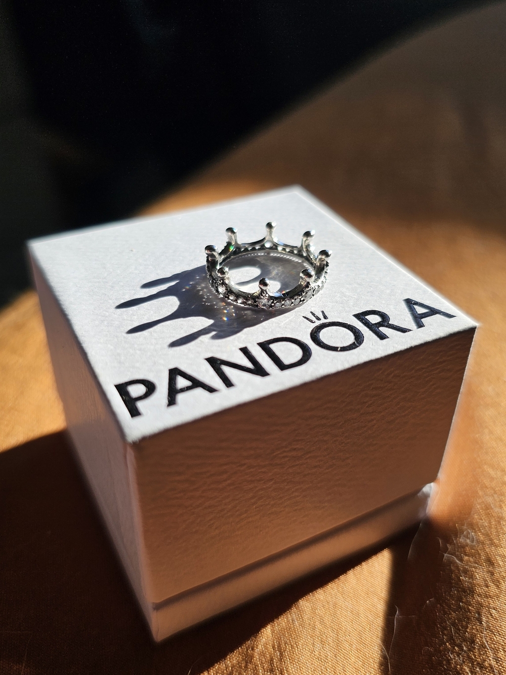 Pandora Silver Crown Ring with Sparkling Accents (Size 3)